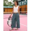Hooever Women’s Loose Wide Leg Track Pants Drawstring Pockets Elastic Waist Capri Hiking Pants(Bluegrey)