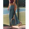 Hooever Women’s Loose Wide Leg Track Pants Drawstring Pockets Elastic Waist Capri Hiking Pants(Bluegrey)