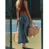 Hooever Women’s Loose Wide Leg Track Pants Drawstring Pockets Elastic Waist Capri Hiking Pants(Bluegrey)