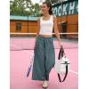Hooever Women’s Loose Wide Leg Track Pants Drawstring Pockets Elastic Waist Capri Hiking Pants(Bluegrey)