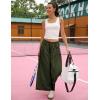 Hooever Women’s Loose Wide Leg Track Pants Drawstring Pockets Elastic Waist Capri Hiking Pants(Darkgreen)