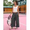 Hooever Women’s Loose Wide Leg Track Pants Drawstring Pockets Elastic Waist Capri Hiking Pants(Darkgrey)