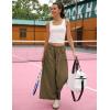 Hooever Women’s Loose Wide Leg Track Pants Drawstring Pockets Elastic Waist Capri Hiking Pants(Darkkhaki)