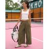 Hooever Women’s Loose Wide Leg Track Pants Drawstring Pockets Elastic Waist Capri Hiking Pants(Darkkhaki)
