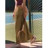 Hooever Women’s Loose Wide Leg Track Pants Drawstring Pockets Elastic Waist Capri Hiking Pants(Darkkhaki)
