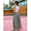 Hooever Women’s Loose Wide Leg Track Pants Drawstring Pockets Elastic Waist Capri Hiking Pants(Grey)