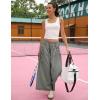 Hooever Women’s Loose Wide Leg Track Pants Drawstring Pockets Elastic Waist Capri Hiking Pants(Grey)
