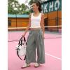 Hooever Women’s Loose Wide Leg Track Pants Drawstring Pockets Elastic Waist Capri Hiking Pants(Grey)