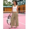 Hooever Women’s Loose Wide Leg Track Pants Drawstring Pockets Elastic Waist Capri Hiking Pants(Khaki)