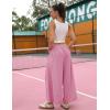 Hooever Women’s Loose Wide Leg Track Pants Drawstring Pockets Elastic Waist Capri Hiking Pants(Pink)