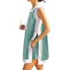 Hooever Women’s 2 Piece Sets Casual Color Block Crewneck Short Sleeve Pullover Tops Matching Shorts with Pockets(Lakegreen)