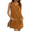 Hooever Women’s Corduroy Overall Dress Round Neck A Line Skirtall Jumper Mini Dress Pinafore with Pockets(Khaki)