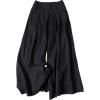 Hooever Women’s Cotton Linen Culottes Pants Elastic Waist Wide Leg Palazzo Trousers Capri Pant(Black)