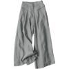 Hooever Women’s Cotton Linen Culottes Pants Elastic Waist Wide Leg Palazzo Trousers Capri Pant(Grey)