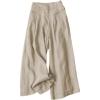 Hooever Women’s Cotton Linen Culottes Pants Elastic Waist Wide Leg Palazzo Trousers Capri Pant(Lightkhaki)
