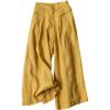 Hooever Women’s Cotton Linen Culottes Pants Elastic Waist Wide Leg Palazzo Trousers Capri Pant(Yellow)