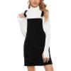 Hooever Women’s Cute Corduroy Overall Bib Dress Pinafore Suspender Dress Skirt Jumper(Black-dress)