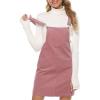 Hooever Women’s Cute Corduroy Overall Bib Dress Pinafore Suspender Dress Skirt Jumper(Pink-dress)