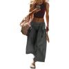 Hooever Women’s Loose Wide Leg Track Pants Drawstring Pockets Elastic Waist Capri Hiking Pants(Darkgrey)