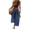 Hooever Women’s Loose Wide Leg Track Pants Drawstring Pockets Elastic Waist Capri Hiking Pants(Navyblue)