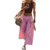 Hooever Women’s Loose Wide Leg Track Pants Drawstring Pockets Elastic Waist Capri Hiking Pants(Pink)