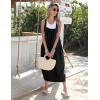 Hooever Barrel Overall Dress for Women Loose Adjutable Strap Big Pockets Jumper Dress Midi Bib Overall(Black)