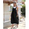 Hooever Barrel Overall Dress for Women Loose Adjutable Strap Big Pockets Jumper Dress Midi Bib Overall(Black)