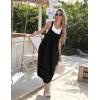 Hooever Barrel Overall Dress for Women Loose Adjutable Strap Big Pockets Jumper Dress Midi Bib Overall(Black)