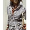 Hooever Shirt Dresses for Women Casual Long Sleeve Button Down Loose Striped Cotton Maxi Shirt Dress(Greyprint)