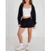Hooever Womens Cute Workout Cropped Zip Up Drawstring Hoodie Sweatshirt Jacket(Black)