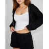 Hooever Womens Cute Workout Cropped Zip Up Drawstring Hoodie Sweatshirt Jacket(Black)