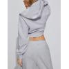Hooever Womens Cute Workout Cropped Zip Up Drawstring Hoodie Sweatshirt Jacket(Grey)