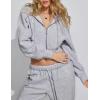 Hooever Womens Cute Workout Cropped Zip Up Drawstring Hoodie Sweatshirt Jacket(Grey)