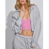 Hooever Womens Cute Workout Cropped Zip Up Drawstring Hoodie Sweatshirt Jacket(Grey)