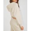 Hooever Womens Cute Workout Cropped Zip Up Drawstring Hoodie Sweatshirt Jacket(Khaki)