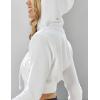 Hooever Womens Cute Workout Cropped Zip Up Drawstring Hoodie Sweatshirt Jacket(White)
