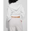 Hooever Womens Cute Workout Cropped Zip Up Drawstring Hoodie Sweatshirt Jacket(White)