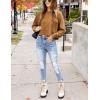 Hooever Women’s Pullover Cropped Sweatshirt Crewneck Long sleeve Fleece Basic Tops(Khaki-L)
