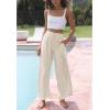 Hooever Women’s Wide Leg Cotton Linen Pants High Waist Adjustable Tie Knot Lounge Trousers(Apricot)