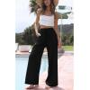Hooever Women’s Wide Leg Cotton Linen Pants High Waist Adjustable Tie Knot Lounge Trousers(Black)