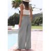 Hooever Women’s Wide Leg Cotton Linen Pants High Waist Adjustable Tie Knot Lounge Trousers(Grey)