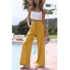 Hooever Women’s Wide Leg Cotton Linen Pants High Waist Adjustable Tie Knot Lounge Trousers(Yellow)