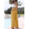 Hooever Women’s Wide Leg Cotton Linen Pants High Waist Adjustable Tie Knot Lounge Trousers(Yellow)