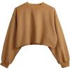 Hooever Women’s Pullover Cropped Sweatshirt Crewneck Long sleeve Fleece Basic Tops(Khaki-M)