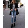 Hooever Women’s Notched Lapel Wool Coat Single Breasted Pea Coats Winter Wool Blend Blazer Jacket(Black)