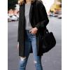 Hooever Women’s Notched Lapel Wool Coat Single Breasted Pea Coats Winter Wool Blend Blazer Jacket(Black)
