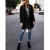 Hooever Women’s Notched Lapel Wool Coat Single Breasted Pea Coats Winter Wool Blend Blazer Jacket(Black)