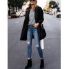 Hooever Women’s Notched Lapel Wool Coat Single Breasted Pea Coats Winter Wool Blend Blazer Jacket(Black)