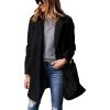 Hooever Women’s Notched Lapel Wool Coat Single Breasted Pea Coats Winter Wool Blend Blazer Jacket(Black)