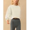 Hooever Women’s Pullover Cropped Sweatshirt Crewneck Long sleeve Fleece Basic Tops(Apricot-M)